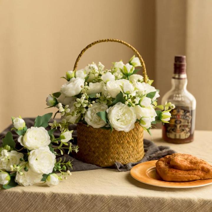 4 Bündel Pfingstrose Künstliche Blumen Weiße Blumen Seidenpfingstrosen Blumensträuße für Hochzeit Partei Tischaufsätze Blumenarrangement Heim Küche Dekor