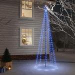 LED kerstboom met haringen lichtboom kerstdecoratie ster verlichting buiten verlichte lichtketting blauw 310 leds 300 cm