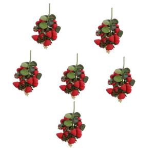 6 Stück Simulierte Obstspieße Künstliche Erdbeeren Gefälschte Erdbeeren Ornamente Gefälschter Erdbeerpflanzer Künstliches Grün Früchte Künstliche Früchte Himbeeren