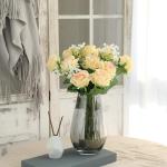 10 stuks zijden kunstrozen bloemen bruidsboeket (champagne)