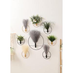 Boho wanddecoratie, wandmontage metalen wanddecoratie, hangende kunstpampa-display, kunst aan de muur, slaapkamer, badkamer, eetkamer, plantenwanddecoratie, 2 stuks goud