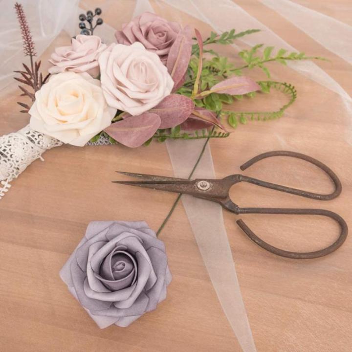 Kunstbloemen, rozen, 25 stuks, decoratieve kunstrozen met steel, voor doe-het-zelf bruiloftsfeest, Valentijnsdag, Moederdag, babyshower, woondecoratie, kleurverloop, paars