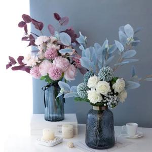 Kunstblumen Künstliche Blumen mit Glasvase, künstliche Seidenpflanzen in Töpfen, Simulationsblumen, Bonsai-Pflanzen, Tischdekoration für jeden Anlass