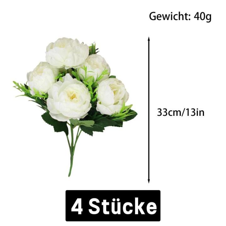 Kunstbloemen, kunstmatige pioenrozen van pioenrozen voor bruiloft, thuis, kantoor, feest, raamdecoratie, tafeldecoratie, doe-het-zelf, bloemstukken, wit 0801