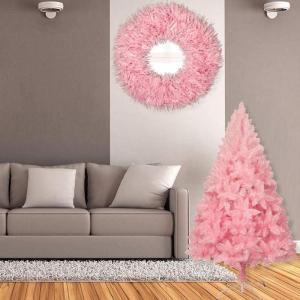 Rosa künstlicher Weihnachtsbaum, Weihnachtsbaum, aufklappbare Fichte, Matter PVC-Weihnachtsbaum mit Metallständer, hochwertiger verschlüsselter Weihnachtsbaum, Festliche ，6ft(