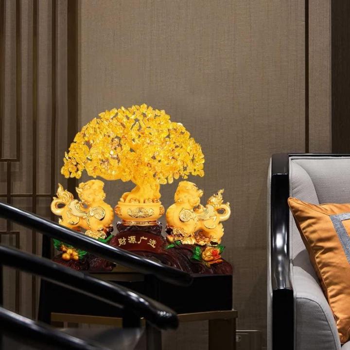 Kristallbaum Citrine Ornament Fortune Tree Lucky Pixiu Ornament Store Company Büro Wohnzimmer Wohnzimmer Desktop Oramentkristall Ornamente Kristall-Feng-Shui-Baum (Size : S)