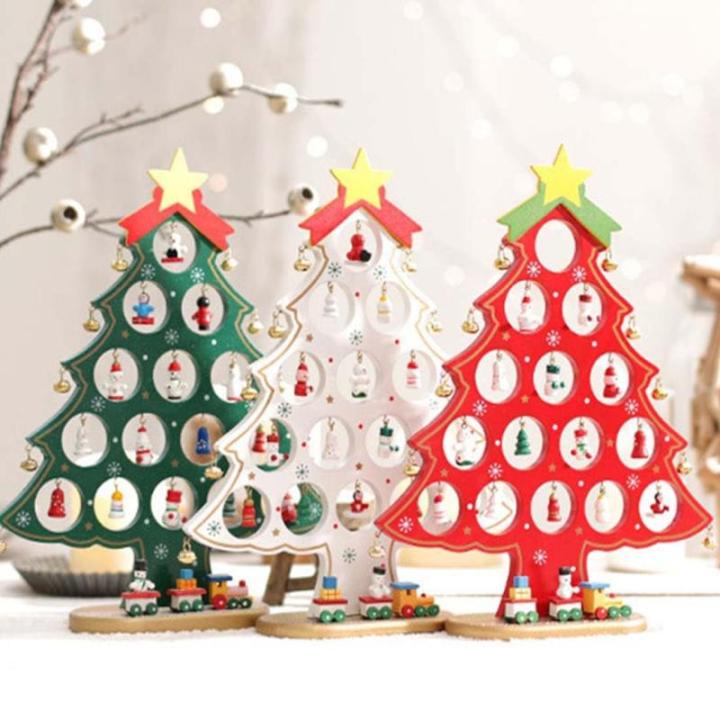 DIY Wooden Mini Christmas Tree Set, Mini Holz Christmas Tree Weihnachtsbaum mit Anhänger, Holz Tannenbaum Klein Weihnachtsbaum, Weihnachtsbaum aus Holz DIY Weihnachtsbaum für Wei