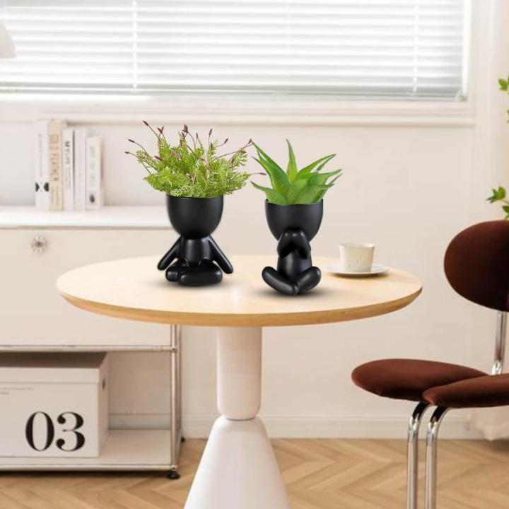 Niedliche Mini-Blumentöpfe aus Keramik, Blumentöpfe Sukkulenten, 2 Stück kreative kleine Figuren Mini-Blumentöpfe für den Innenbereich, kleine Blumentöpfe für Tisch, Terrass