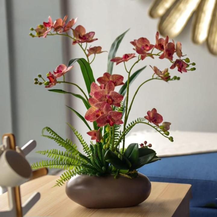 Kunstblumen Künstliche Orchideenblüten, natürliche Phalaenopsis-Orchideen, Bonsai-Fälschungspflanzen, Tischaufsätze zur Dekoration, Kunsttopf für jeden Anlass