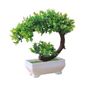 Kunstdecoratieve plant in pot, ornament, in pot voor decoratieve woonkamer, kantoor, tuin, halve maanstijl