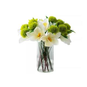 Kunstblumen Modernes nordisches Kunstblumenarrangement – ​​Glas, Silikagel und PU, Elegantes Dekor für Wohnzimmer, Esstische für jeden Anlass