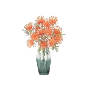 Kunstblumen Künstlicher Nadelkissenstrauß für den Innenbereich – Simulationsblumen aus Kunststoff mit Glasvase für Wohn- und Schlafzimmerdekoration für jeden Anlass