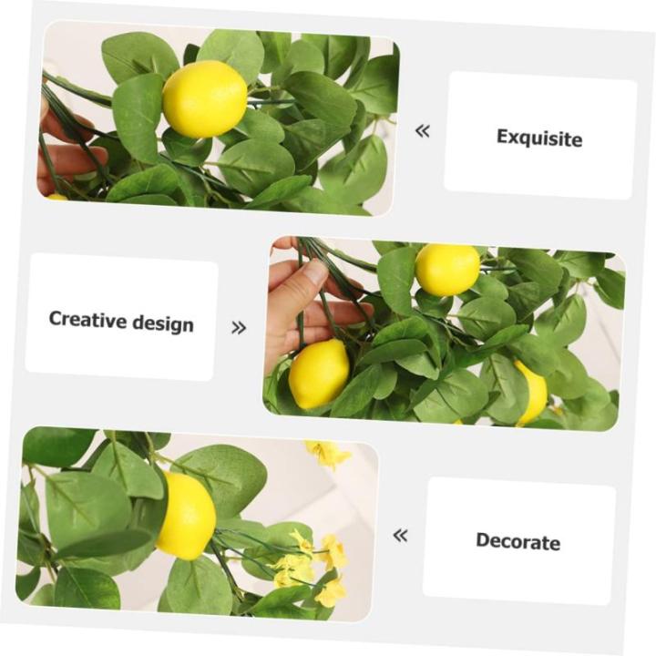 4 Stück Simulation Zitronenrattan Tischgirlande Künstliche Girlande Aus Zitronenblättern Wohnaccessoires Künstliche Gelbe Zitronen Zitronenzweigdekoration Foto Anlage Green Pla