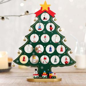 DIY Wooden Mini Christmas Tree Set, Mini Holz Christmas Tree Weihnachtsbaum mit Anhänger, Holz Tannenbaum Klein Weihnachtsbaum, Weihnachtsbaum aus Holz DIY Weihnachtsbaum für Wei