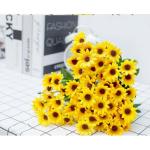 Kunstblumen Sonnenblumen-Dekor Gelbe gefälschte Sonnenblume in Vase, Stängel aus Seide, Tischdekoration, Hochzeitsdekoration (Glasvase), Höhe: 30 cm für jeden Anlass