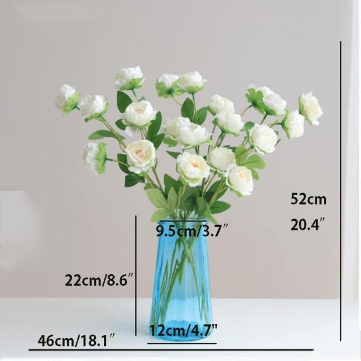 Kunstblumen Simulation Pfingstrosenblume in Vase, Kunstseidenblumen für Hausgarten, Terrasse, mehrfarbige Mittelstückdekoration für jeden Anlass