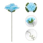Kunstbloemen, rozen, 25 stuks, Real Touch, kunstrozen met stammen, doe-het-zelf voor bruiloft, bruidsboeketten, Valentijnsdag, Moederdag, babyshower, woondecoratie (lichtblauw)