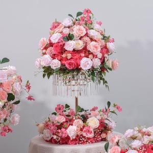 24in Durchmesser Rose Blume Kugeln & Blume Kranz, gefälschte Blumen Rosen Kugeln, künstliche Florale Kugel für Mittelstücke Tische, Party, Valentinstag (Pink Ball,60cm)
