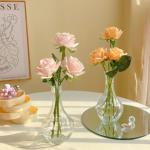 Kunstblumen Künstliche Rosenblumen, mit in Einer durchsichtigen Vase, Faux echter Hauch von Rosenstrauß, Blumenarrangement, Festival-Dekoration, 5 Farben für jeden Anlass