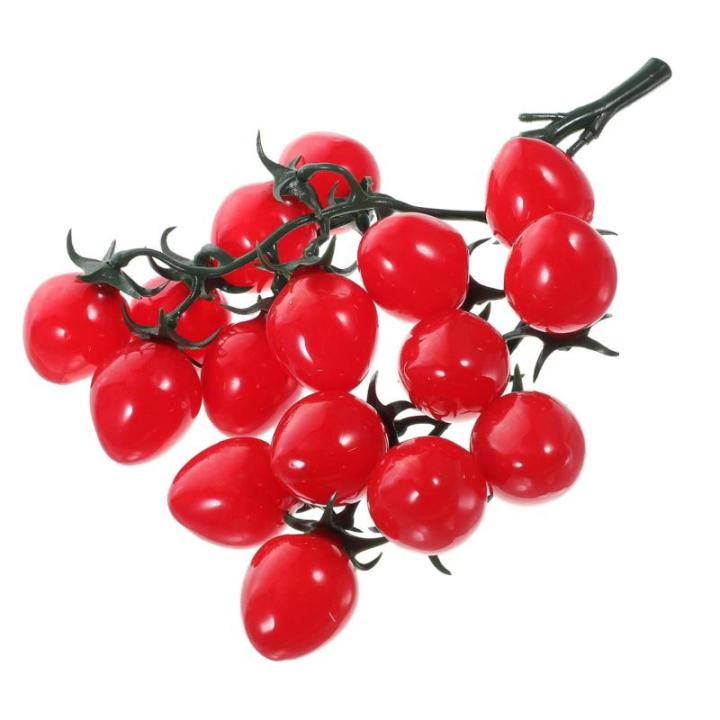 5 Stück Schnur Künstliche Pflanzendekoration Künstliche Obstdekoration Dekorative Kirschtomaten PVC Lebensechte Früchte Rot