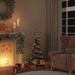 Kerstboom kegelvorm met ballen 80 leds warm wit 120 cm