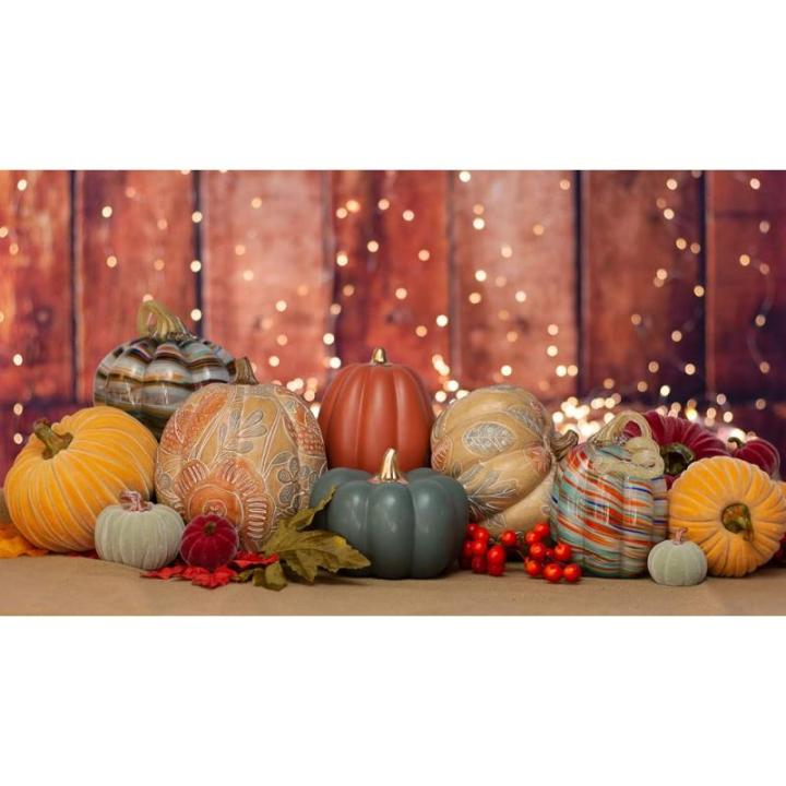 Kürbis-Dekoration, Herbst- und Herbstdekoration, 10,2 cm hoch, Blaugrün matt