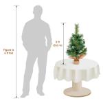 60 cm kleine pvc-kerstboom met 60 bladpunten van dennennaalden, mini-tafel kunstkerstboom in wit spuiten, linnen katoen en cementbasis voor kerstdecoraties