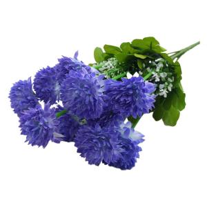 Kunstblumen Künstliche Pompon-Chrysantheme Unechte Blumen Innen Lila Seidenblumen Dekoration für Draußen Garten Outdoor Balkon