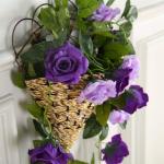 2 stuks 240 cm lange tweekleurige kunstrozenslinger-ranken, hangende zijden bloemen, voor buiten- en binnen, bruiloft- en muurdecoratie (paars)