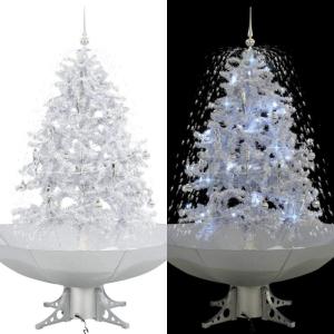 Schneiender Weihnachtsbaum mit Schirmfuß Weiß 140 cm, Tannenbaum Künstlich, Christmas Tree, Tannenbaum Deko, Weihnachtsbäume, Christbaum - 284334