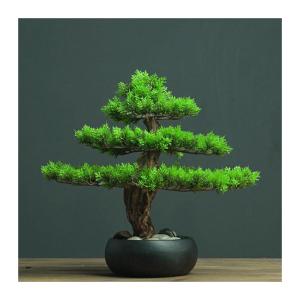Künstlicher Bonsai-Baum Künstliche Bonsai-Kiefer mit Holzsockel, künstliche Topfpflanze, Schreibtisch-Display, künstliche Baum-Topf-Ornamente, japanische Zedern-Bonsai-Pflanze 