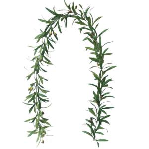 Kunstgroene plant, olijfblad, 185 cm, olijfblad-slinger, draagbare groene slinger voor voordeur, bruiloftswand, woondecoratie