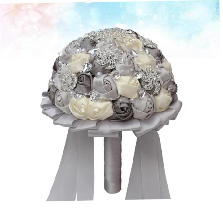1stk Braut Rose Hochzeitssträuße Für Brautjungfern Braut Hochzeitsstrauß Weißer Blumenstrauß Brautstrauß Aus Strass Braut Rosen Frische Blumen Strauß Braut Silver