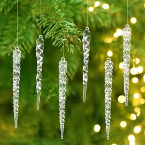 Kerstboomversiering, ijspegel, 25 stuks, kerstboom, ijspegeldecoraties, kerstboomversiering, acryl ijspegels sneeuwvlokken decoratie