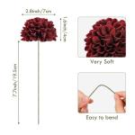 , 20 stuks dahlia-bloemen met bladeren en stelen, doe-het-zelf rode dahlia-schuim bloem voor bruiloft, boeketten, bloemen, centerpieces, arrangementen feesttafels,