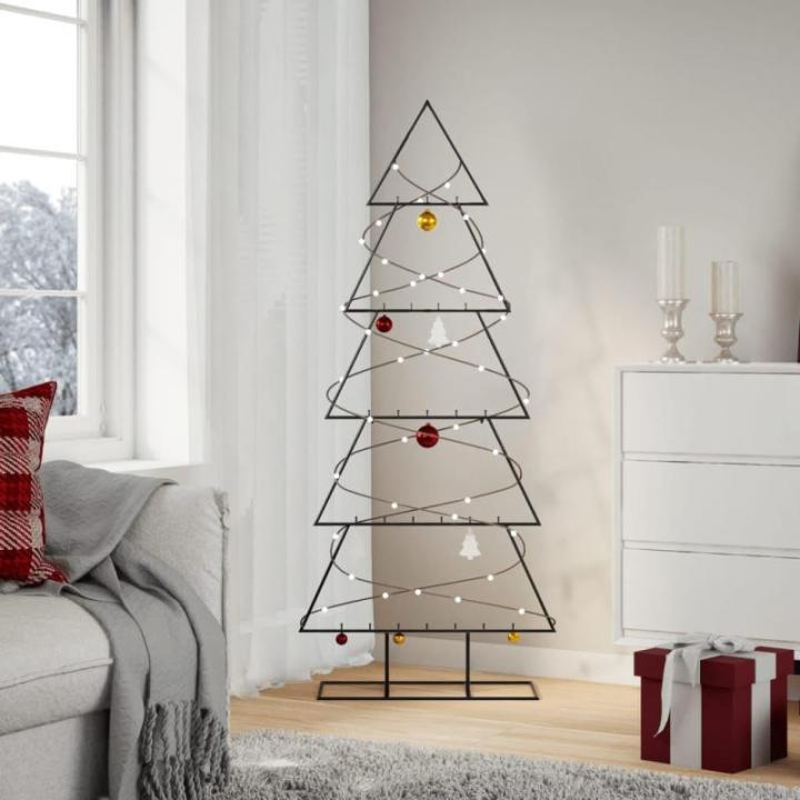 Metalen kerstboom voor decoraties, dennenboom, decoratie, kerstboom, dennenboom, metalen boom, kerstdecoraties, kerstdecoratie, binnen en buiten, zwart, 150 cm