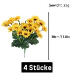 , kunstzonnebloemen, lange steel, zonnebloemen, kunstdecoratie voor buiten, thuis, verjaardag, feest, 96 stuks, geel 1301