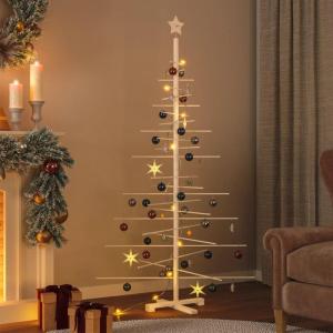 Kerstboom van hout om te versieren, 180 cm, decoratieve boom, kunstboom, dennenboom, Kerstmis, kunstkerstboom voor kerstdecoratie, massief grenen