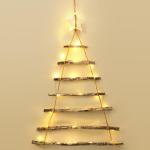 Houten ladder, dennenboom, houten boom, kerstdecoratie met kleine ledlichtjes, adventskalender, ophanging, verlichte houten ladder, kerstboom voor woondecoratie