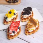 Fake Kuchen künstliche Kuchen 8 Stücke Gefälschte Waffel Kuchen Lebensmittel Modell Simulation Realistische Nachahmung Faux Waffel Replik Gebäck Realistisches Essen(C)