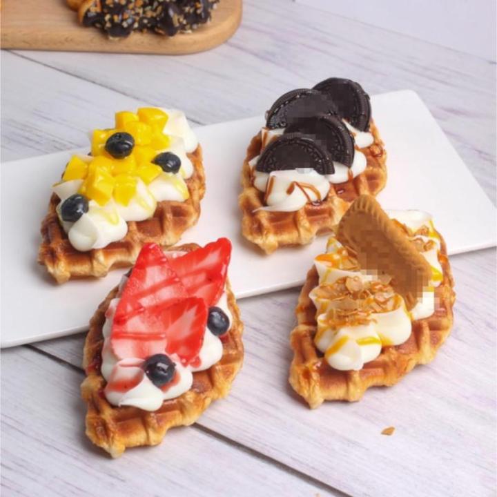Fake Kuchen künstliche Kuchen 8 Stücke Gefälschte Waffel Kuchen Lebensmittel Modell Simulation Realistische Nachahmung Faux Waffel Replik Gebäck Realistisches Essen(C)