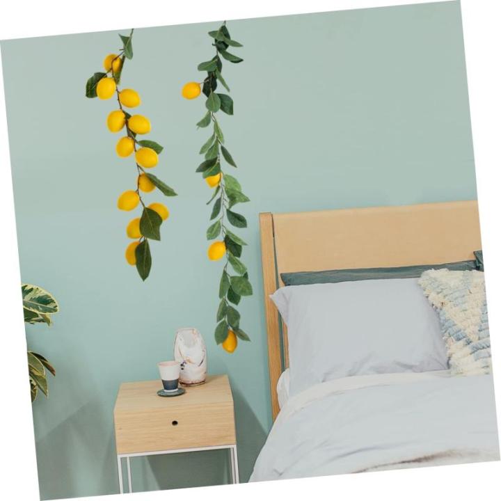 8 STK Simulation Zitronenrattan grüne Girlandenhochzeit Herbstdeko für zu Hause kunstplflanze Artificial Plant Dekor Eukalyptusgirlande Zitronengirlande Sommerdeko Plastik Yellow