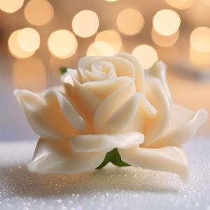 Kunstrozenbloemen met steel als kunstmatige decoratieve rozen van was, 10 crème-witte rozenblaadjes als echt voor bloemstukken, bloemendecoratie, waxrozen als kunstrozen, begraafp