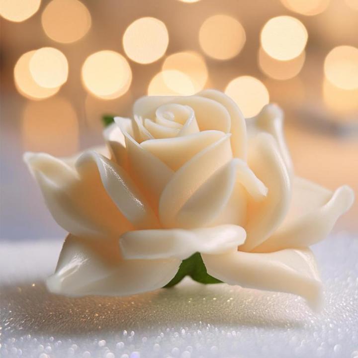 Kunstrozenbloemen met steel als kunstmatige decoratieve rozen van was, 4 crème-witte rozenblaadjes als echt voor bloemstukken, bloemendecoratie, waxrozen als kunstrozen, begraafpl