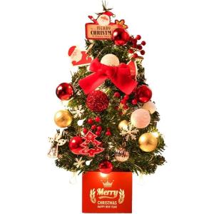 Mini Weihnachtsbaum Künstlich mit LED Beleuchtung Künstlicher Weihnachtsbaum Klein für Weinachtsdekorationen Tischplatte Tannenbaum Geschmückt Tisch Weihnachtsbaum mit Ornament