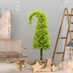 Skurriler Weihnachtsbaum, 90 cm, biegbar, künstlicher Weihnachtsbaum, schmal, grün, skurril, gebogener Kunststoff, Weihnachtsschmuck für Innen- und Außenbereich