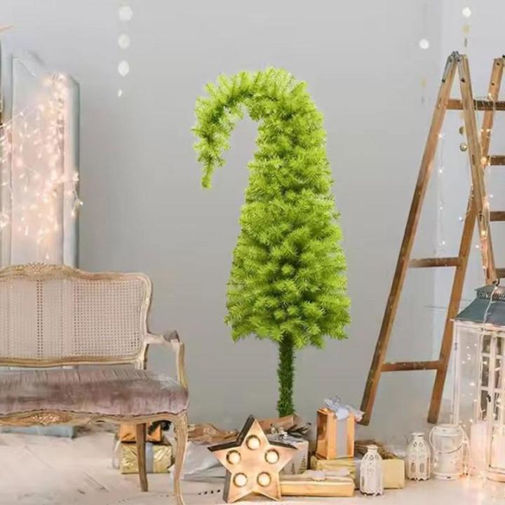 Skurriler Weihnachtsbaum, 90 cm, biegbar, künstlicher Weihnachtsbaum, schmal, grün, skurril, gebogener Kunststoff, Weihnachtsschmuck für Innen- und Außenbereich