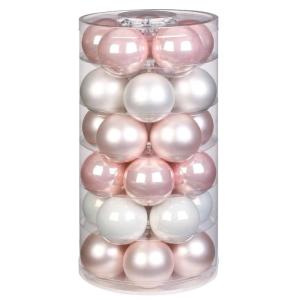 Inge Glas | mooie van glas | 30 ballen in doos | kerstboomversiering kerstboomversiering kerstboomballen 6cm Noble Rose | Roze White Gloss / Matt