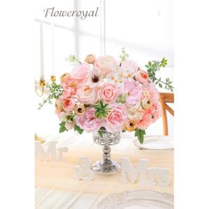 Künstliche Blumen Combo Rosa Blumen Mix Seidenblumen Rosen Pfingstrosen mit Stielen für DIY Hochzeit Brautsträuße, Babyparty, Blumenarrangement, Tischaufsätze, Heimdekoratione