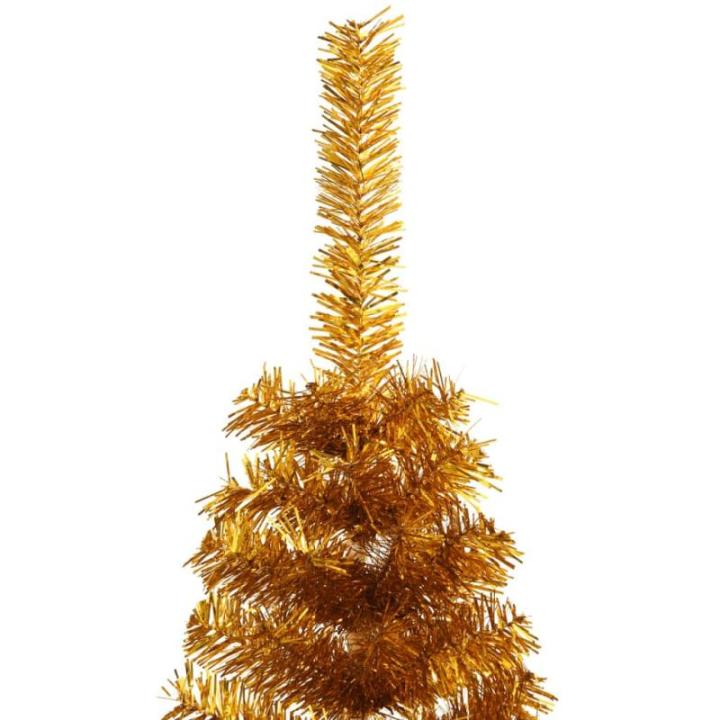 Kunstkerstboom, halve kerstboom met standaard, hoogte 150 cm, hoge kerstdecoratie, PET en staal, goud
